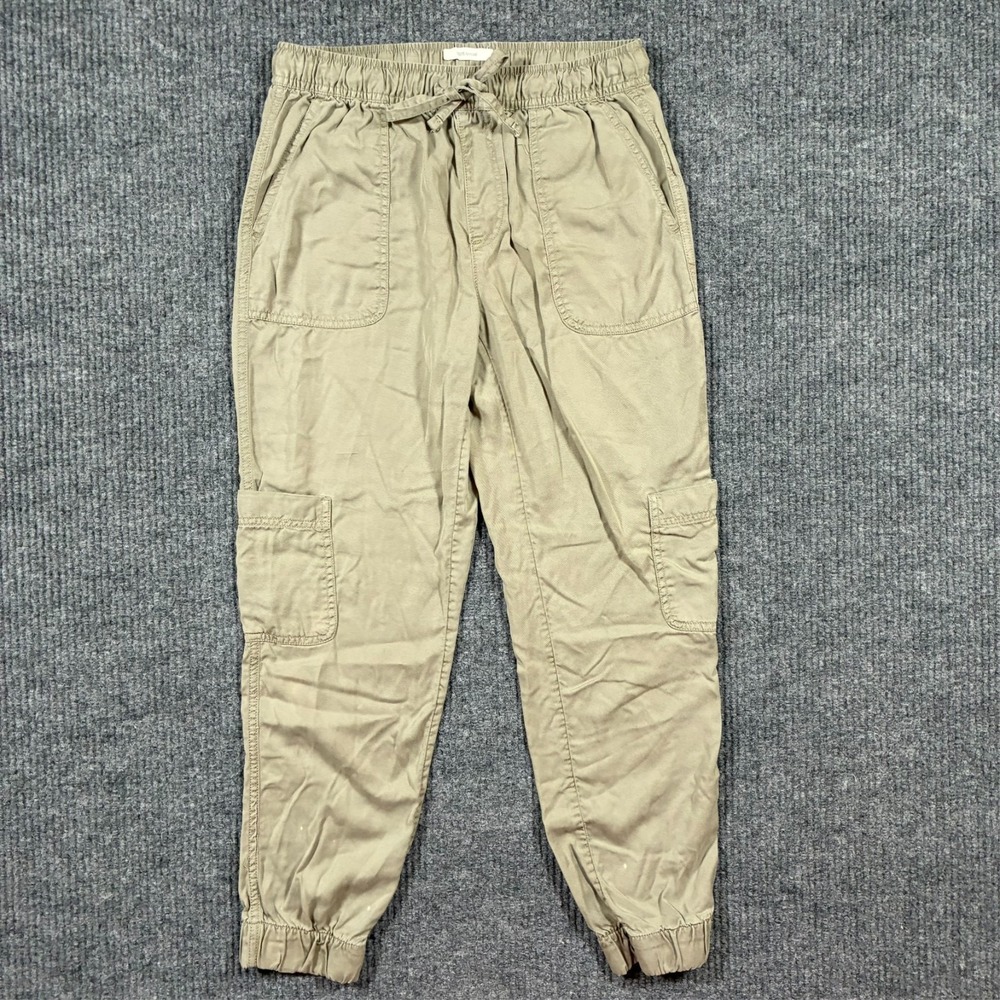 C&C California Womens Cargo Jogger Pants Size S Beige Lyocell Pull On Stretch